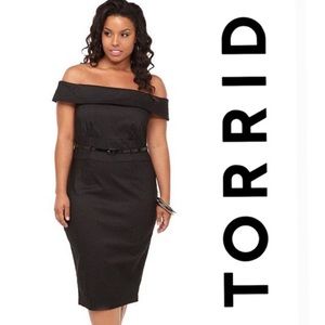TORRID Black Off-Shoulder Pinstripe Dress Size 24